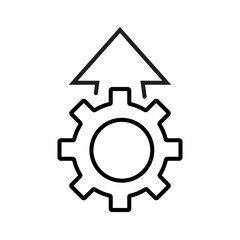 Gear icon symbolizing progress and growth, suitable for business presentations, technology concepts, or design projects needing an upward direction theme.