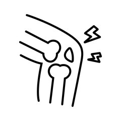 Knee anatomy with pain indicators for medical, healthcare, orthopedic content. Ideal for educational materials, articles, and presentations on joint health.