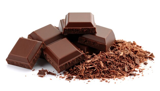 Dark chocolate squares and shavings