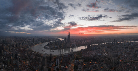sunrise of Shanghai City