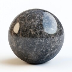 Dark gray marble sphere on white background