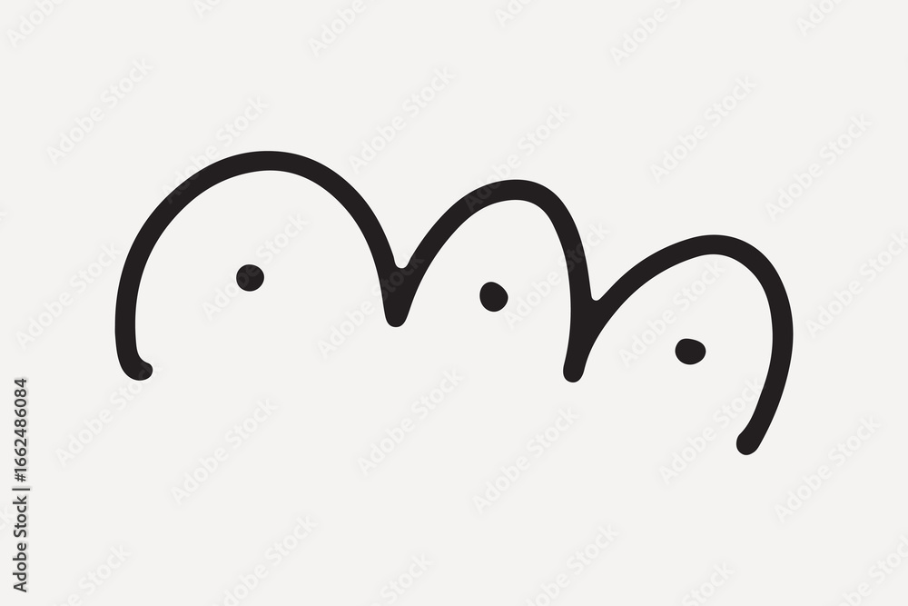 Poster minimalist abstract line art with playful curves and dots, element vector