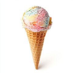 Colorful ice cream scoop in a waffle cone