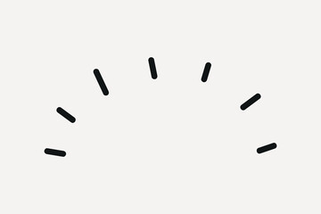 Minimalist design with black dashes in a semi-circle pattern, element vector