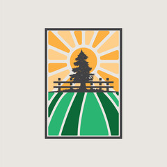 modern farm logo design with simple concept of farmer in agriculture illustration symbol livestock for product illustration template