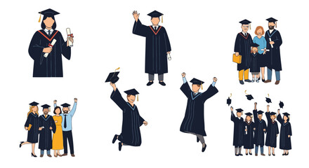 Diverse Group of Graduates Celebrating Academic Success and Achievement in Graduation Ceremony, Ideal for Educational Materials and Commencement Event Promotion