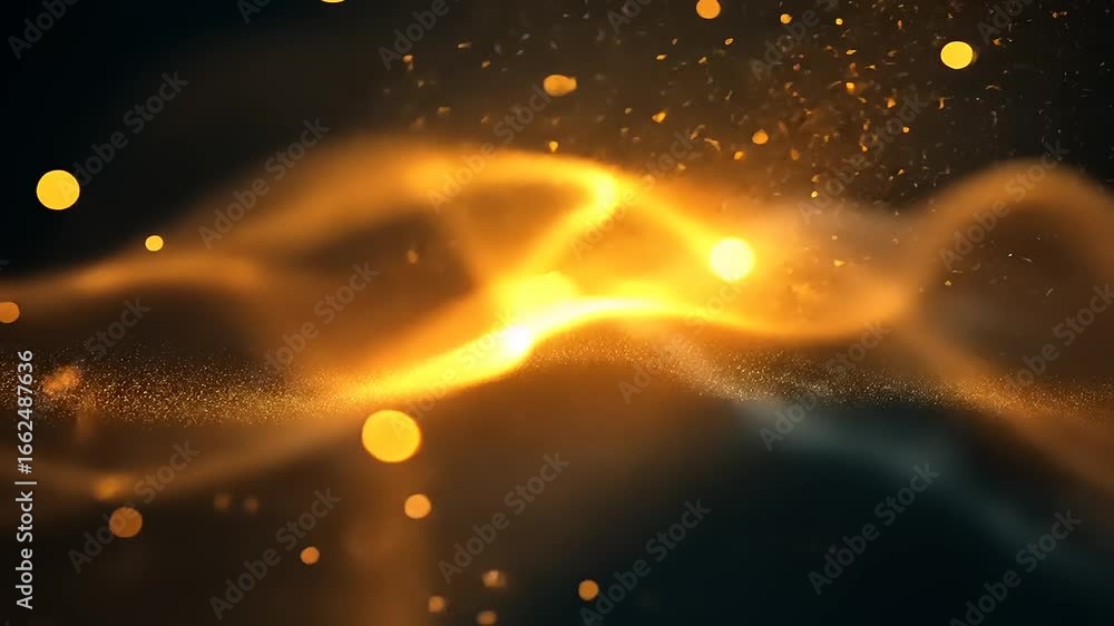 Aufkleber abstract golden waves of light and particles flowing in a dark background, creating a mesmerizing ef