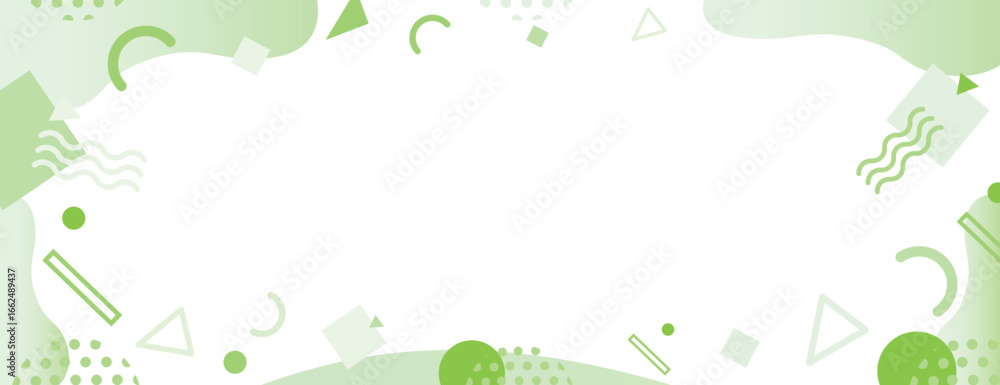 Poster abstract green background with geometric shapes. the background features a smooth green gradient and