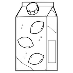 lemon juice box ready to drink illustration hand drawn outline vector
