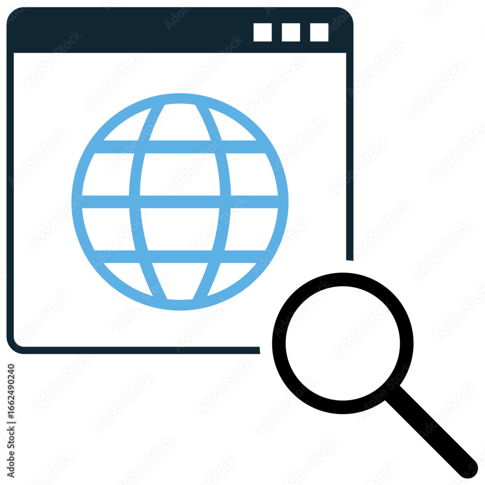 Poster website search icon vector for online searching, web navigation, and data queries. useful for illust