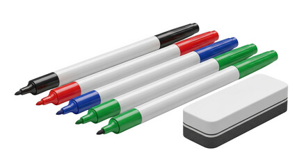 Whiteboard Markers And Eraser Set 3d Render