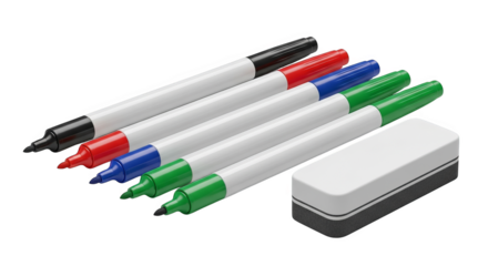Whiteboard Markers And Eraser Set 3d Render