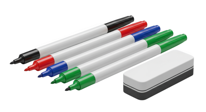 Whiteboard Markers And Eraser Set 3d Render