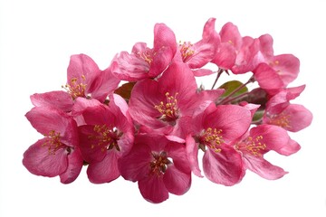 Close-up of a cluster of vibrant pink blossoms on a branch