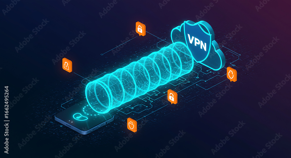 Poster cyber security visual: this visually stunning image depicts the dynamic world of digital security, w