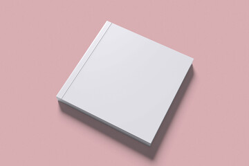 White square magazine with red background for mockup template