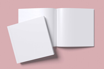 White square magazine with red background for mockup template