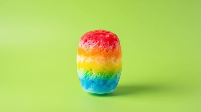 Colorful Rainbow Ice Cream Bar Floating Against Bright Green Background