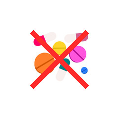 Vector illustration of various colorful pills and capsules with a thick red 