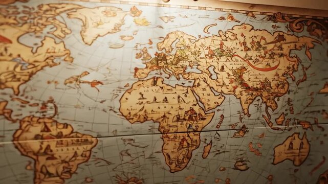 Vintage World Map Illustration for Travel and Education