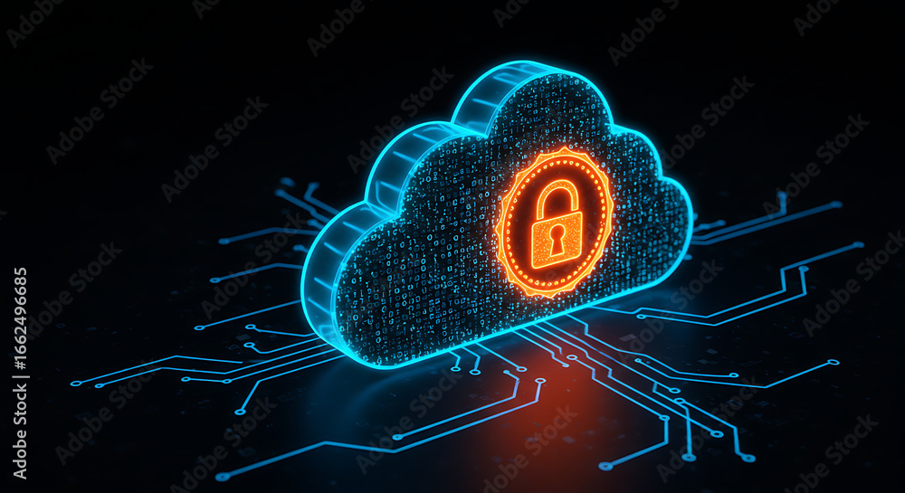 Poster secure cloud: a digital representation of a secure cloud computing, data protection, cyber security 