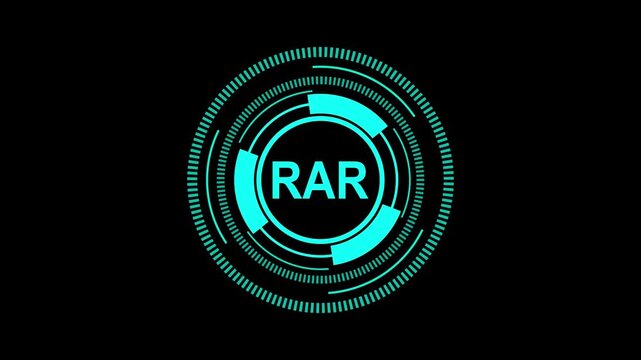 Futuristic RAR Interface with Digital Compression Elements in 4K
