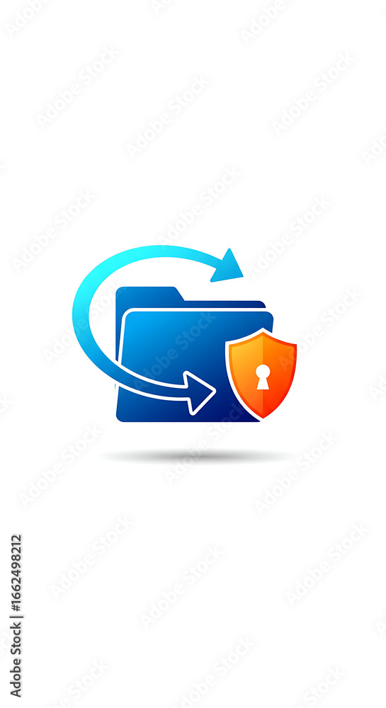 Poster secure folder concept: a symbolic representation of secure data backup, featuring a folder icon surr