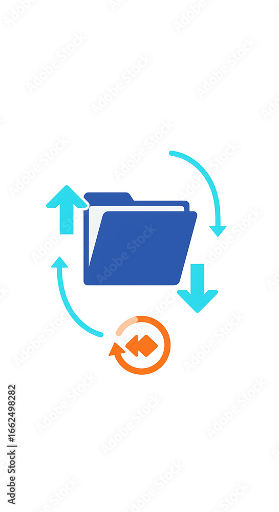 Poster data synchronization and management: illustrative digital representation of data flow and folder syn