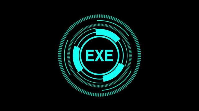 Futuristic EXE Interface with Digital Execution Elements in 4K