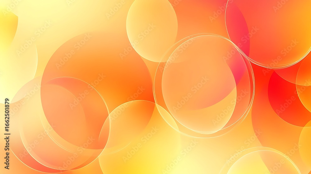Poster abstract warm circles, yellow orange gradient, elegant curves with light background