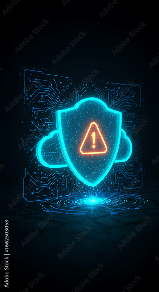 Poster digital fortress: an artistic representation of a digital fortress, safeguarding cloud data through 