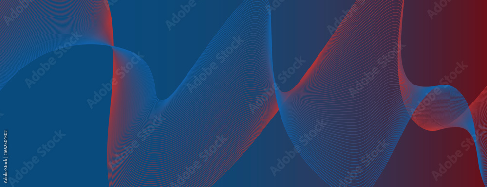 Poster abstract background with a blue and red gradient. the background features smooth, wavy lines and a t