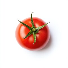 Single, ripe tomato, top view