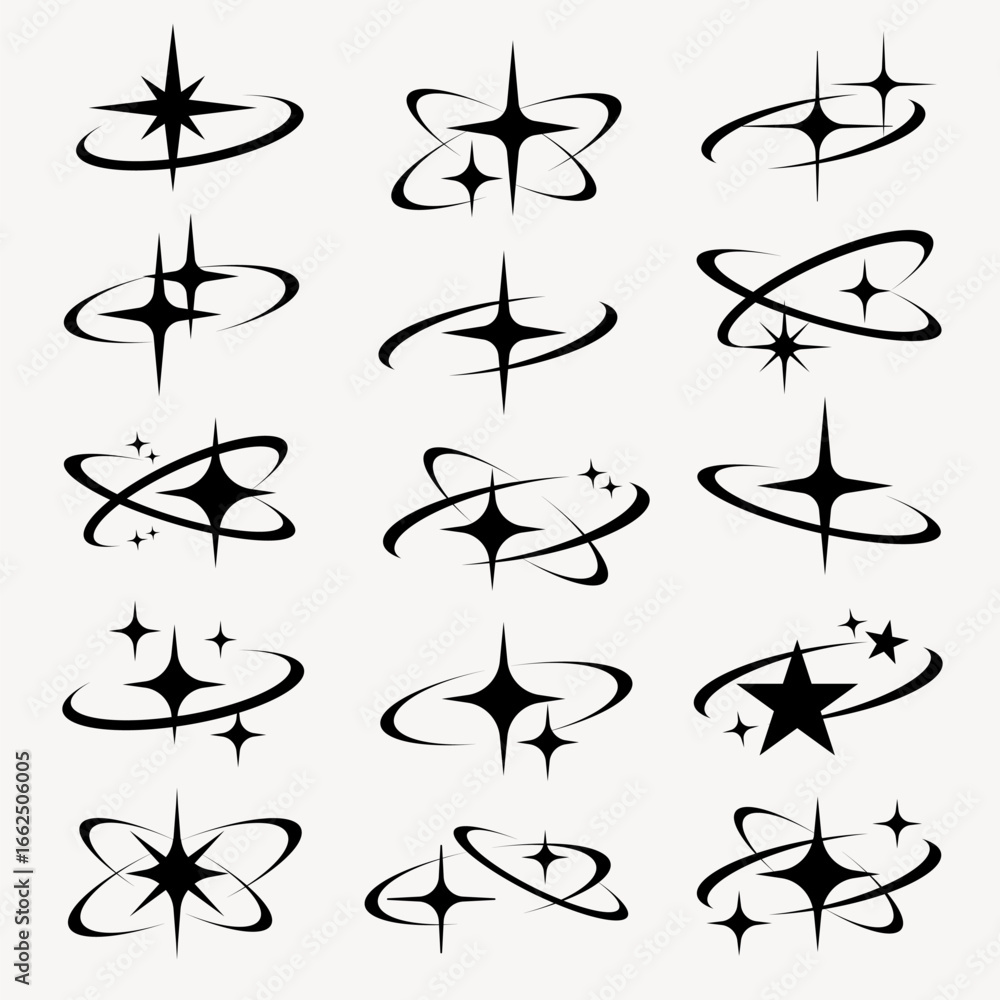 Poster various black starburst design set vector. set of black starburst shape illustration in various vect