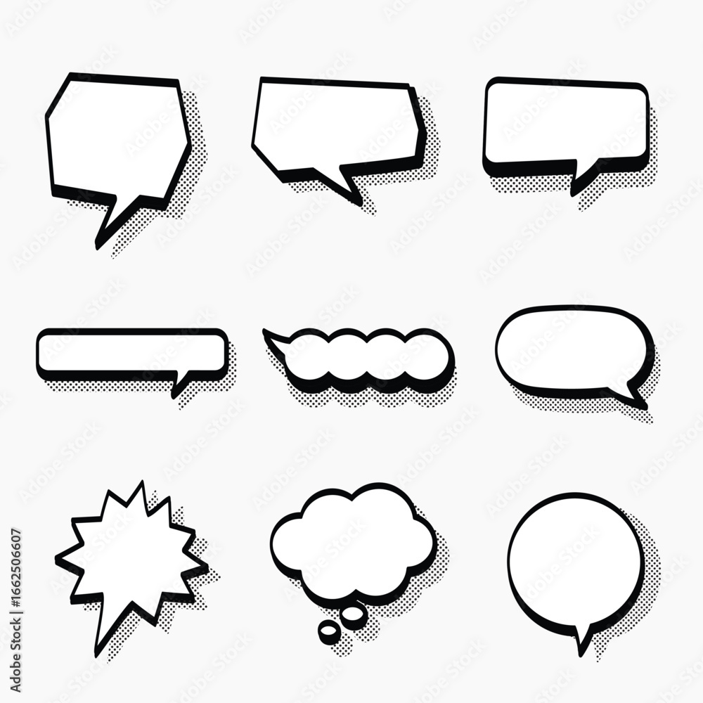 Poster collection of blank speech bubble shapes in various styles. set of speech bubbles graphic design. il