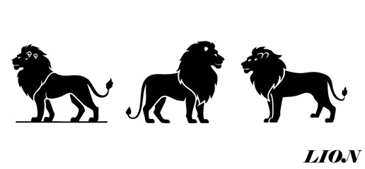 3. Lion Silhouette Vector Icon Set – Minimal Black Pet Symbol