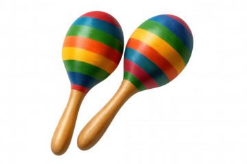Pair of colorful maracas with transparent background, ready to bring rhythm and joy to any musical composition