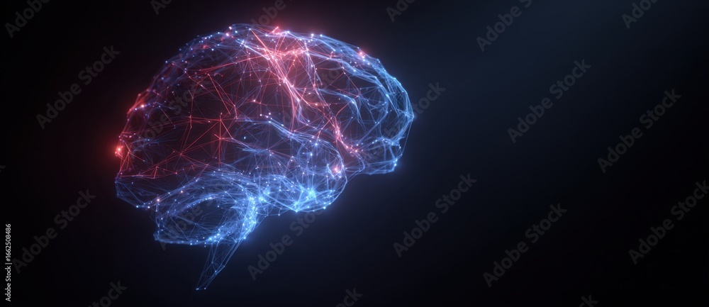 Poster colorful neural network visualization with bright synapses and dynamic connections