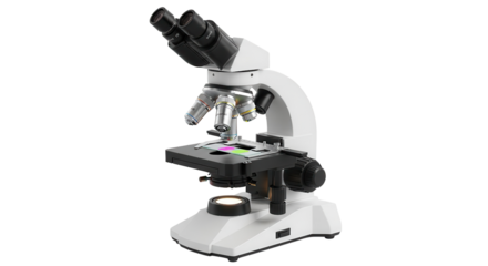 Laboratory microscope for scientific research isolated PNG with Transparent Background