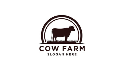 Obraz premium Cow farm logo design with slogan isolated PNG with Transparent Background