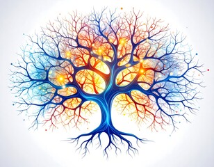 Obraz premium Vibrant, stylized tree with glowing branches