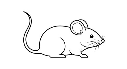 Obraz premium Line art illustration of a mouse isolated PNG with Transparent Background