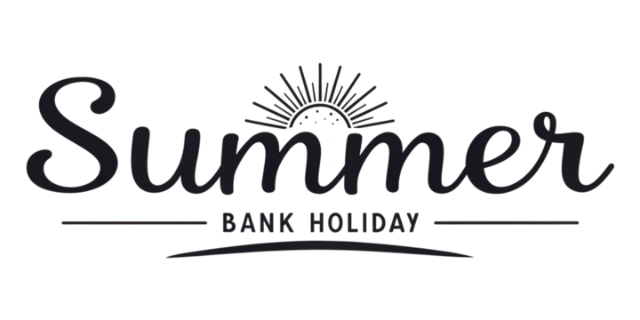 Summer bank holiday celebration with sun graphic isolated on a transparent background image - Powered by Adobe
