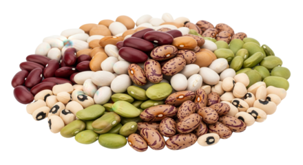 Assortment of dry beans isolated PNG with Transparent Background