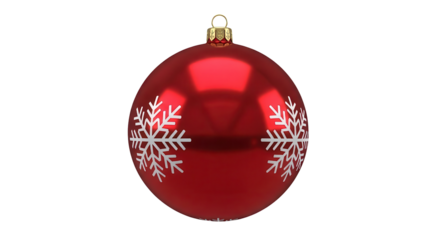 Red Christmas ornament with snowflake design isolated PNG with Transparent Background