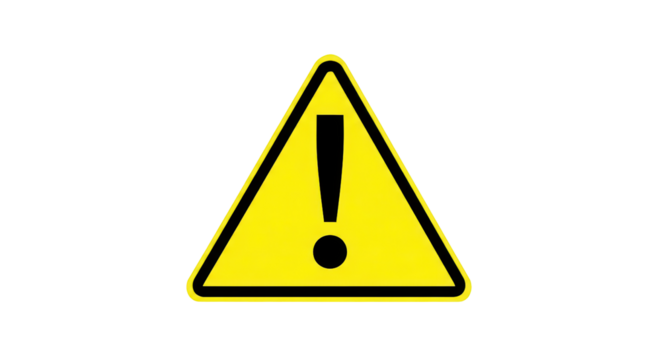 Yellow warning sign with exclamation mark isolated PNG with Transparent Background