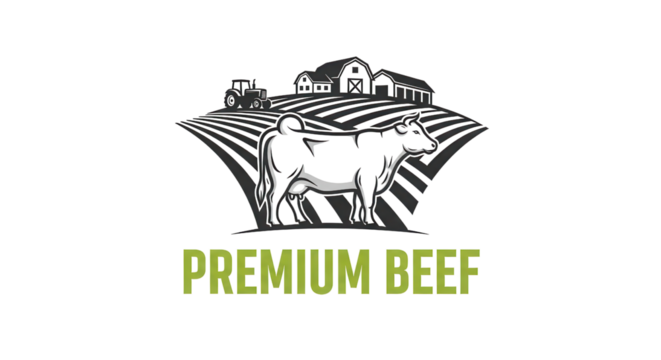 Premium Beef label vector illustration isolated PNG with Transparent Background