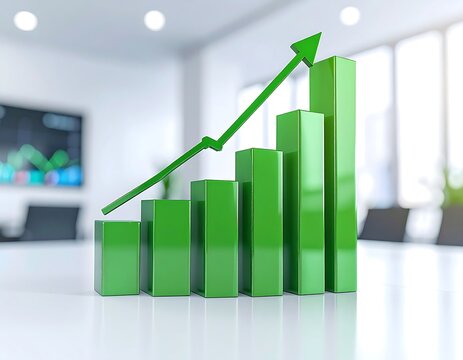 Green bar chart growth - Powered by Adobe