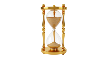 Golden sand hourglass flowing sand isolated PNG with Transparent Background