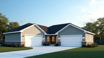 Obraz premium A gray ranch style model house
